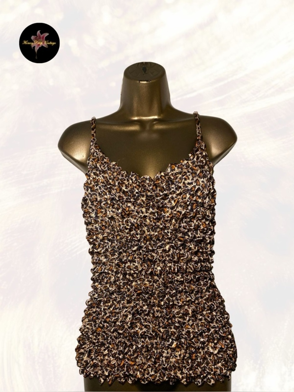 Y2K Brown Leopard Textured Stretch Camisole